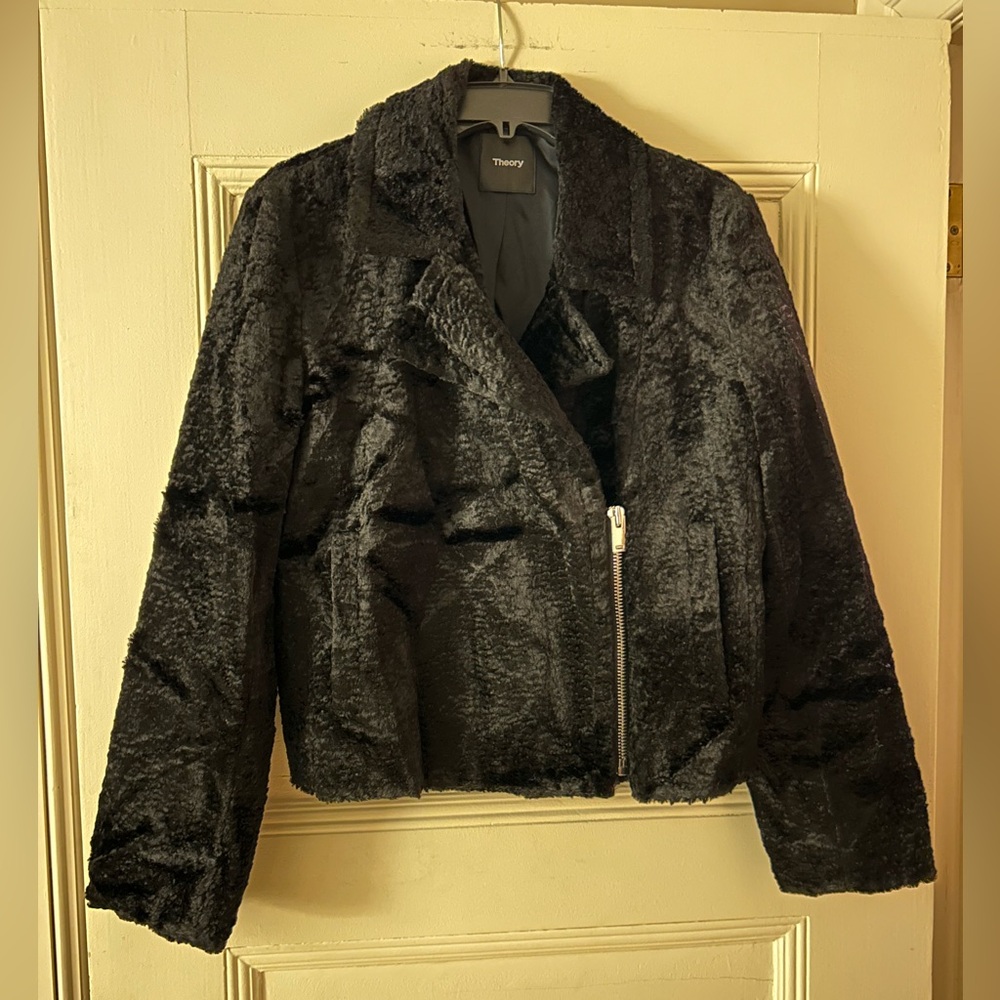 Theory Textured Moto Jacket in Black